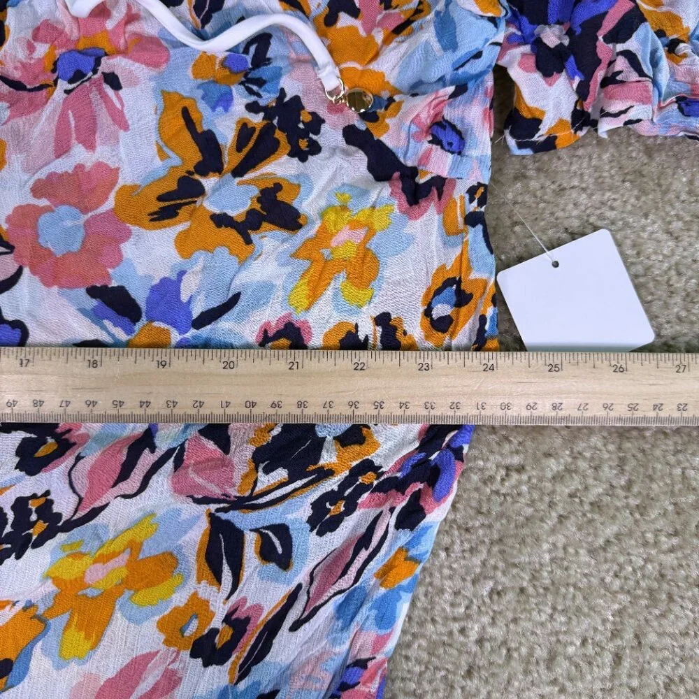 Anne Cole NWT Floral Semi Sheer Plunge Neck Tunic Top Cover Up Medium E936 - Picture 7 of 9